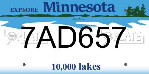 7AD657 Minnesota License Plate