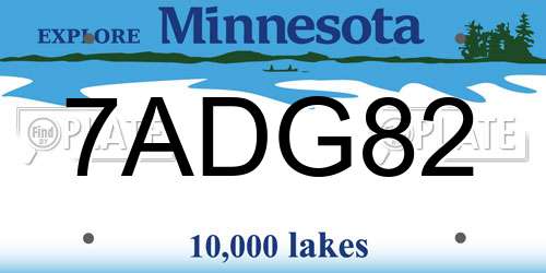 7ADG82 Minnesota License Plate