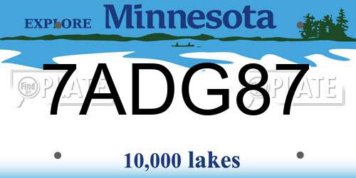 7ADG87 Minnesota License Plate