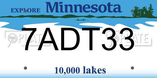 7ADT33 Minnesota License Plate