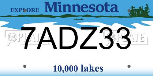7ADZ33 Minnesota License Plate