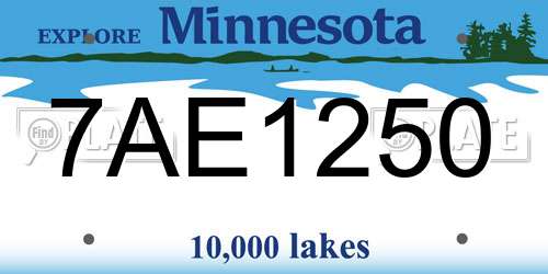 7AE1250 Minnesota License Plate