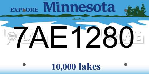 7AE1280 Minnesota License Plate