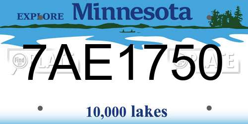 7AE1750 Minnesota License Plate