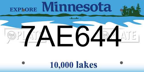 7AE644 Minnesota License Plate