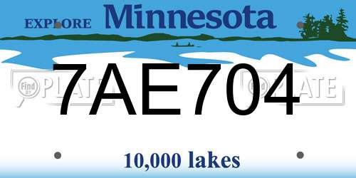 7AE704 Minnesota License Plate