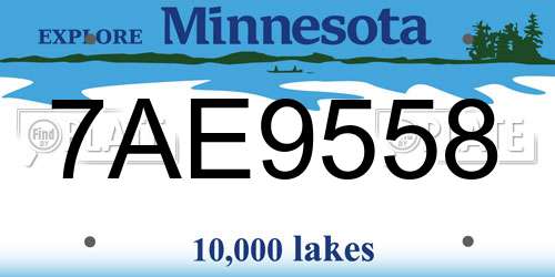 7AE9558 Minnesota License Plate
