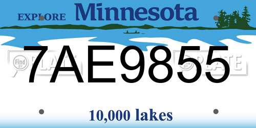 7AE9855 Minnesota License Plate