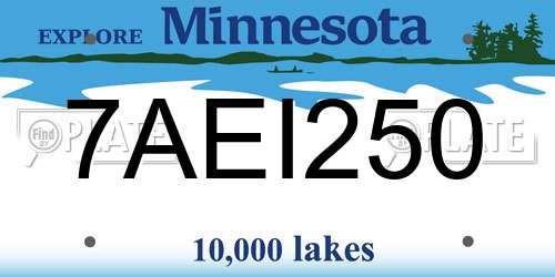 7AEI250 Minnesota License Plate