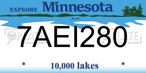 7AEI280 Minnesota License Plate