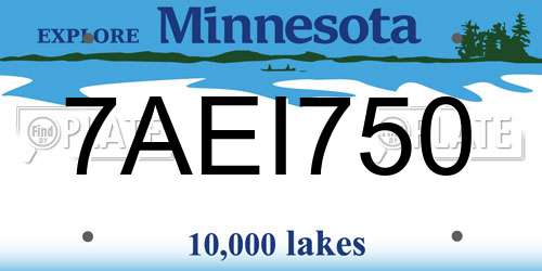 7AEI750 Minnesota License Plate