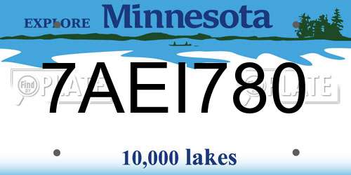 7AEI780 Minnesota License Plate