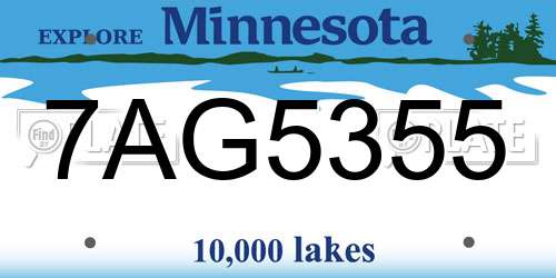 7AG5355 Minnesota License Plate