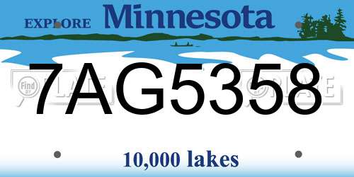 7AG5358 Minnesota License Plate