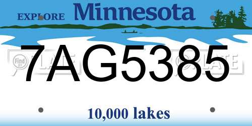 7AG5385 Minnesota License Plate