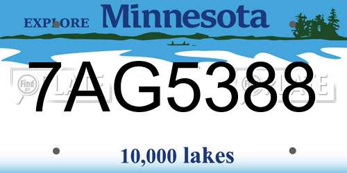 7AG5388 Minnesota License Plate