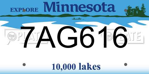 7AG616 Minnesota License Plate