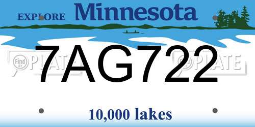 7AG722 Minnesota License Plate