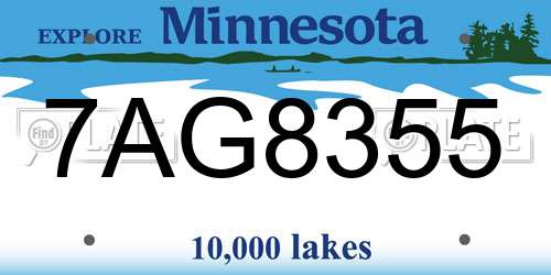 7AG8355 Minnesota License Plate