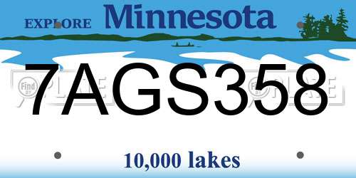 7AGS358 Minnesota License Plate