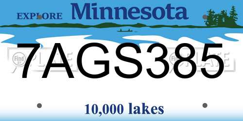 7AGS385 Minnesota License Plate
