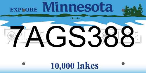 7AGS388 Minnesota License Plate