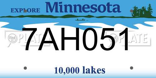 7AH051 Minnesota License Plate