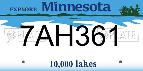 7AH361 Minnesota License Plate