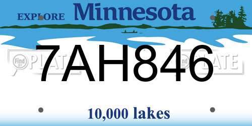7AH846 Minnesota License Plate