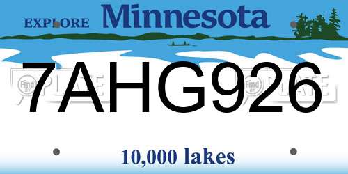 7AHG926 Minnesota License Plate