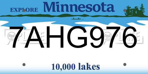 7AHG976 Minnesota License Plate
