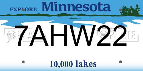 7AHW22 Minnesota License Plate