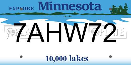 7AHW72 Minnesota License Plate