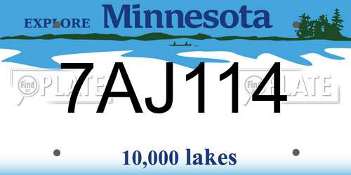 7AJ114 Minnesota License Plate