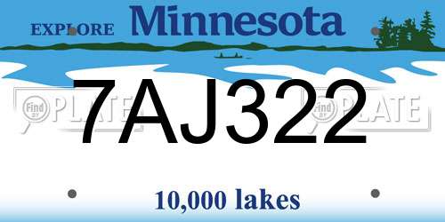 7AJ322 Minnesota License Plate