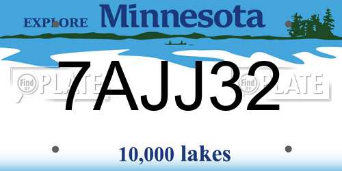 7AJJ32 Minnesota License Plate