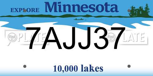 7AJJ37 Minnesota License Plate