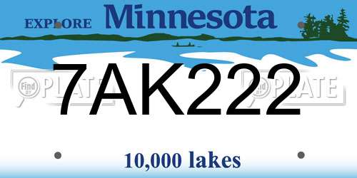 7AK222 Minnesota License Plate