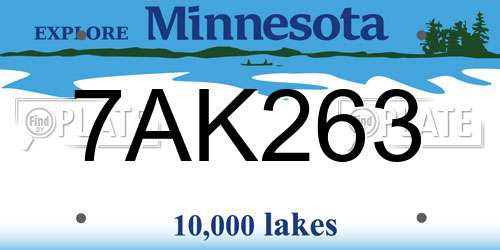 7AK263 Minnesota License Plate