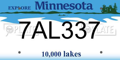 7AL337 Minnesota License Plate