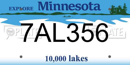 7AL356 Minnesota License Plate