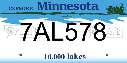 7AL578 Minnesota License Plate