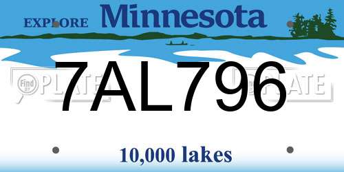 7AL796 Minnesota License Plate