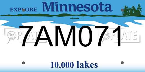 7AM071 Minnesota License Plate