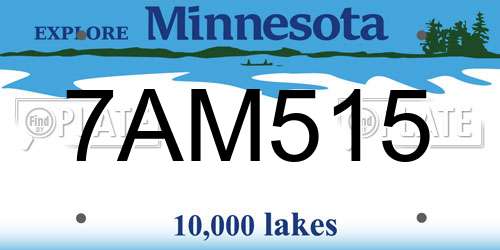 7AM515 Minnesota License Plate
