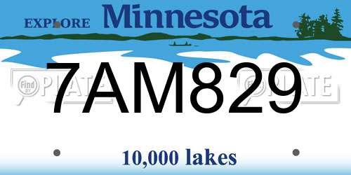 7AM829 Minnesota License Plate