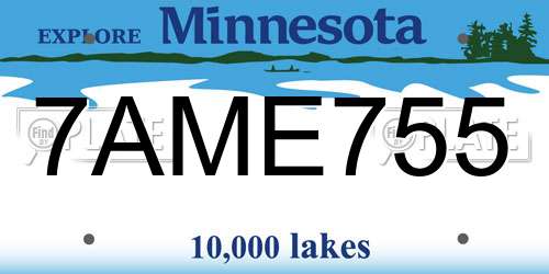 7AME755 Minnesota License Plate