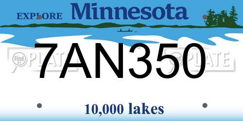 7AN350 Minnesota License Plate