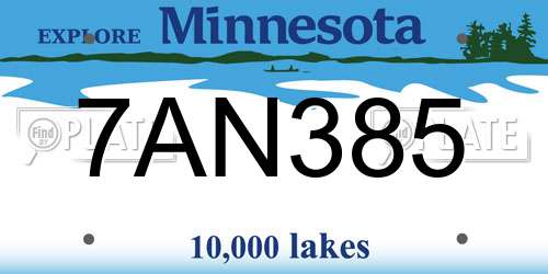 7AN385 Minnesota License Plate
