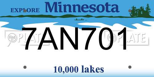 7AN701 Minnesota License Plate